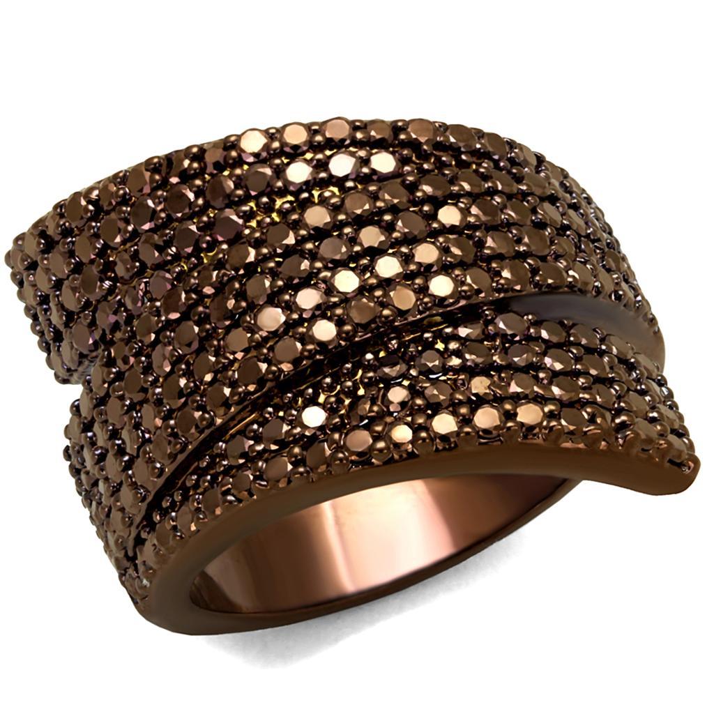 JCE1125 IP Coffee light Brass Ring with AAA Grade CZ  in Light Coffee