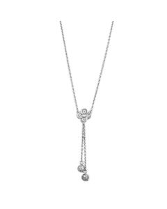 JCE424 Rhodium Brass Necklace with AAA Grade CZ  in Clear