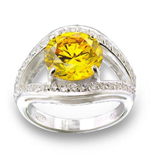 JCE505 High-Polished 925 Sterling Silver Ring with AAA Grade CZ  in Topaz