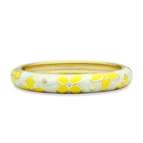 JCE2141 Flash Gold White Metal Bangle with Top Grade Crystal  in Clear