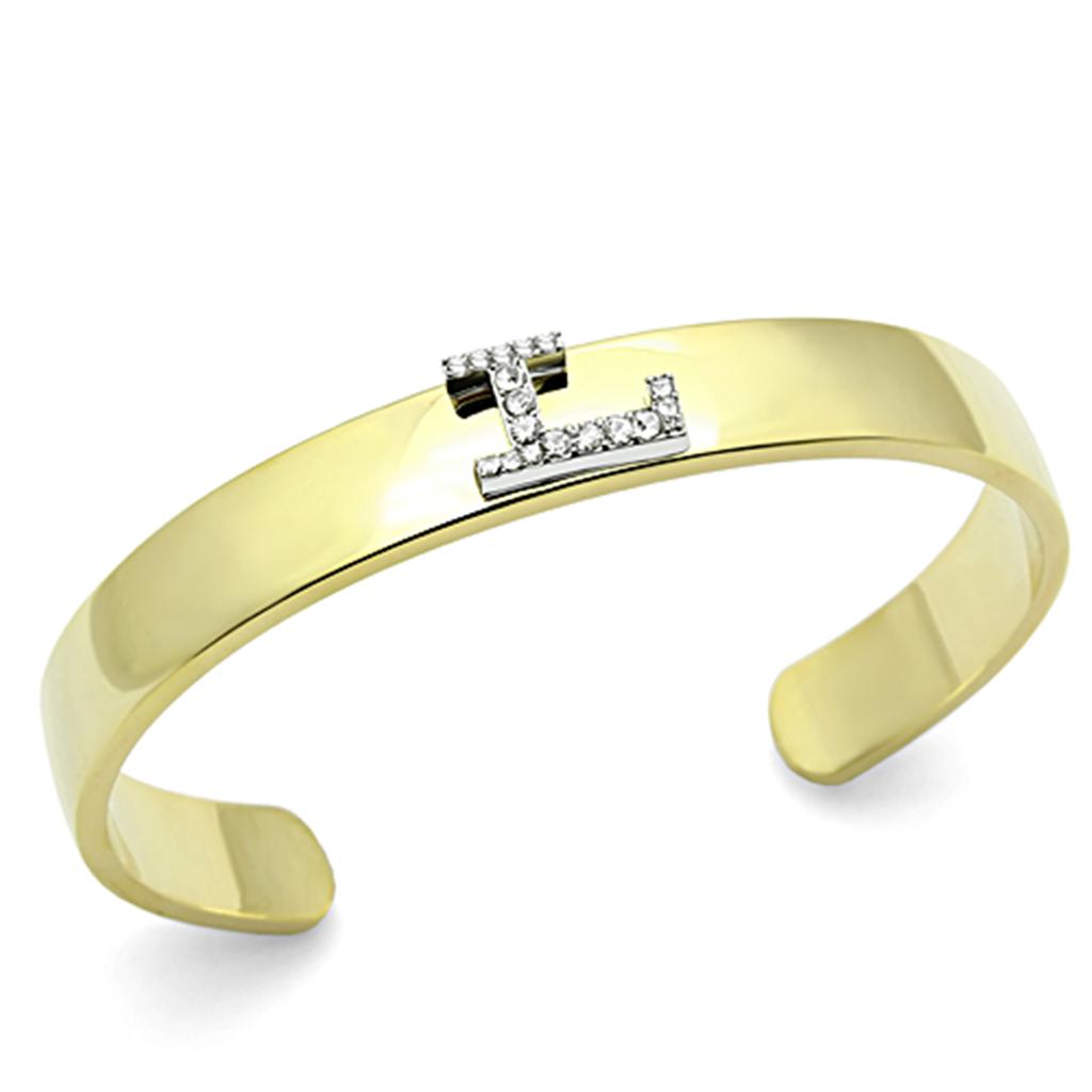 JCE2581 Gold+Rhodium White Metal Bangle with Top Grade Crystal  in Clear