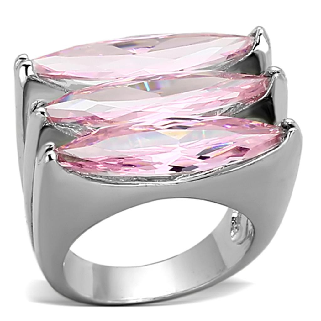 JCEA919 Rhodium Brass Ring with AAA Grade CZ  in Rose