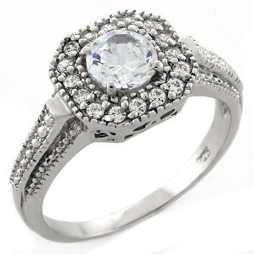 JCEAS1062 Rhodium 925 Sterling Silver Ring with AAA Grade CZ  in Clear