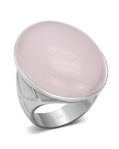 JCEAS865 Rhodium 925 Sterling Silver Ring with Precious Stone PINK CRYSTAL in Light Rose