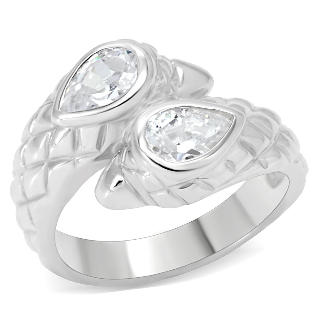JCES497 Silver 925 Sterling Silver Ring with AAA Grade CZ  in Clear