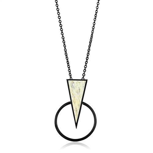 JCE2524 IP Black(Ion Plating) Stainless Steel Chain Pendant with Leather  in White