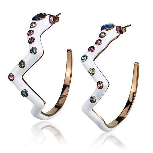 JCE2729 IP Coffee light Stainless Steel Earrings with Top Grade Crystal  in Multi Color