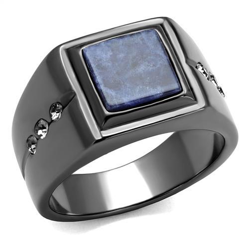 JCE3006 IP Light Black  (IP Gun) Stainless Steel Ring with Blue Sand  in Montana