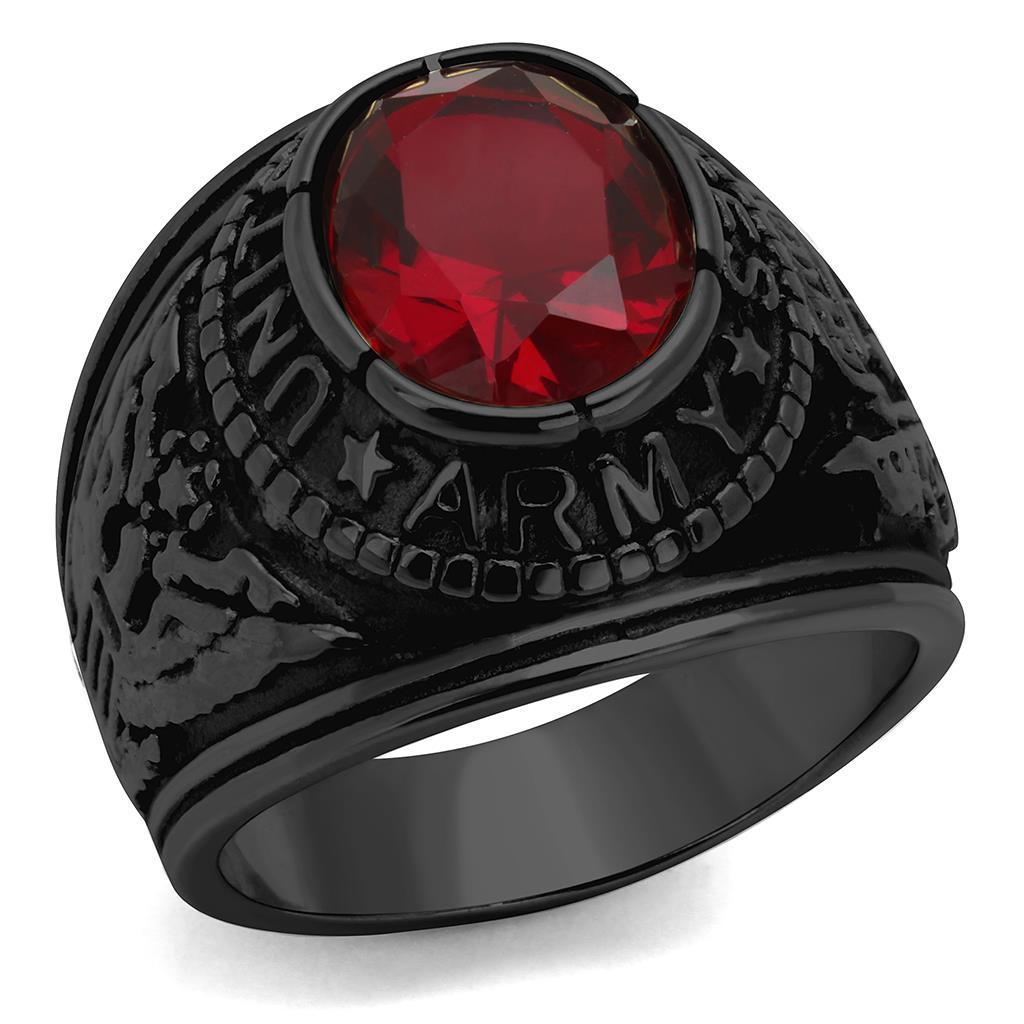 JCE414706J IP Black(Ion Plating) Stainless Steel Ring with Synthetic Synthetic Glass in Siam