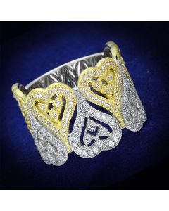 JCE126 Gold+Rhodium 925 Sterling Silver Ring with AAA Grade CZ  in Champagne